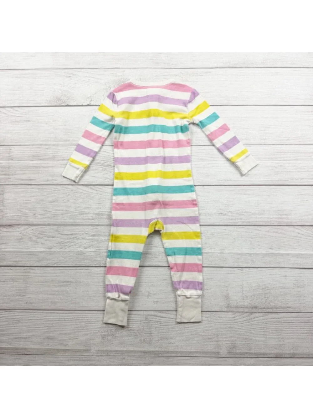 Old Navy Striped Zip Sleeper Colorful Pastel Long Sleeve Footless Pajamas 2T